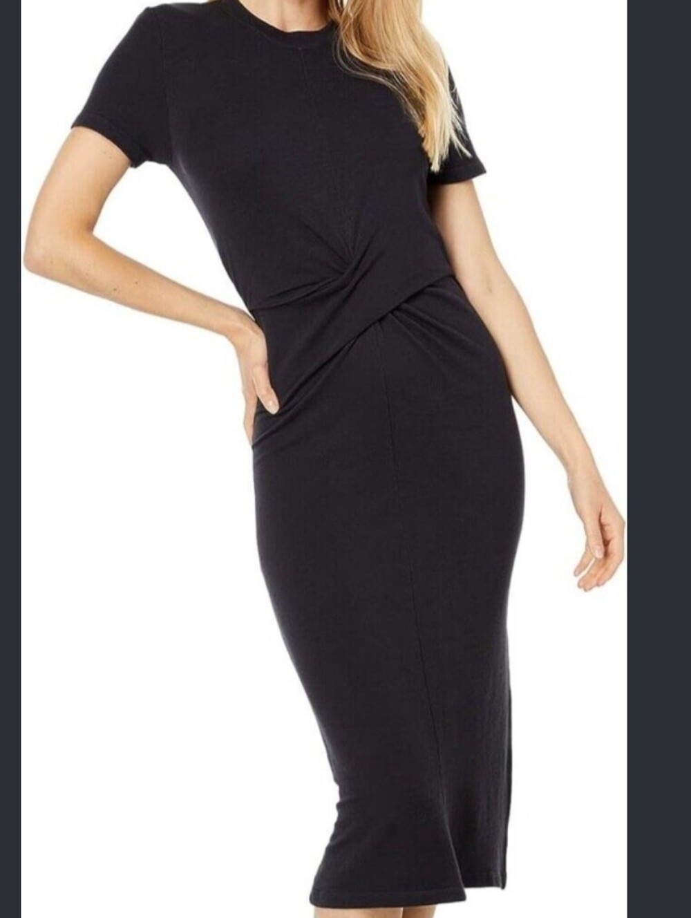 Monrow Womens Supersoft Knee-Length Twist Dress